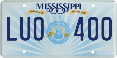 MS license plate LUO400
