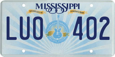 MS license plate LUO402