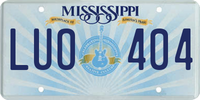 MS license plate LUO404