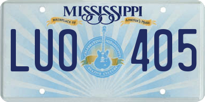MS license plate LUO405