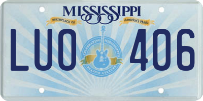MS license plate LUO406