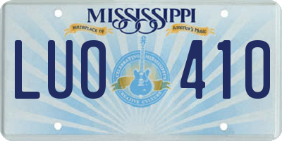 MS license plate LUO410