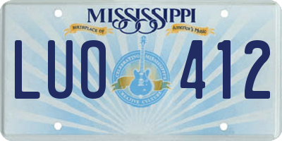 MS license plate LUO412