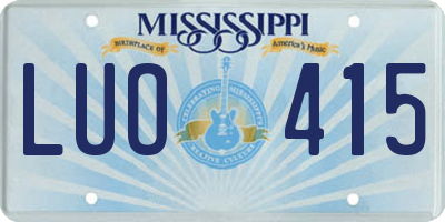 MS license plate LUO415