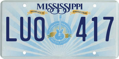 MS license plate LUO417