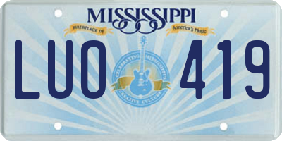 MS license plate LUO419