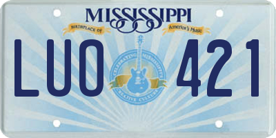 MS license plate LUO421