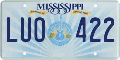MS license plate LUO422