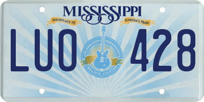 MS license plate LUO428