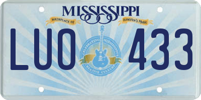 MS license plate LUO433