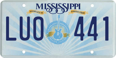 MS license plate LUO441