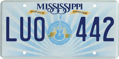 MS license plate LUO442