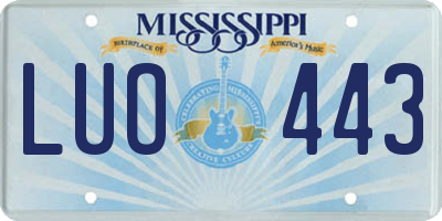 MS license plate LUO443
