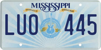 MS license plate LUO445