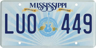 MS license plate LUO449