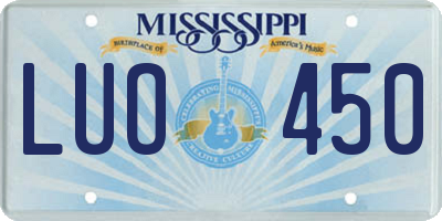MS license plate LUO450