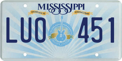 MS license plate LUO451