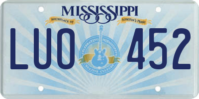 MS license plate LUO452