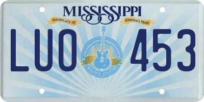 MS license plate LUO453
