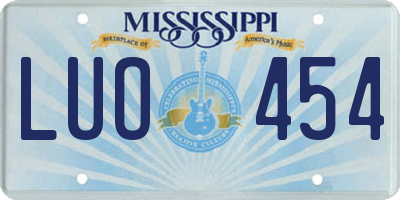 MS license plate LUO454
