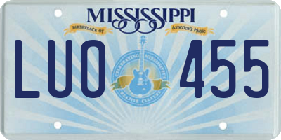 MS license plate LUO455