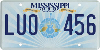 MS license plate LUO456