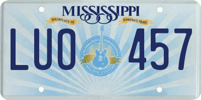 MS license plate LUO457
