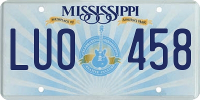 MS license plate LUO458