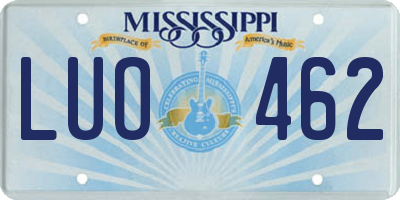 MS license plate LUO462