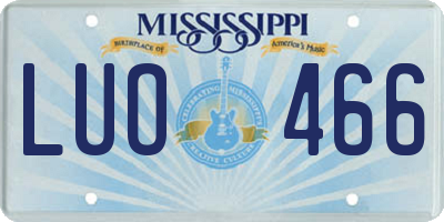 MS license plate LUO466