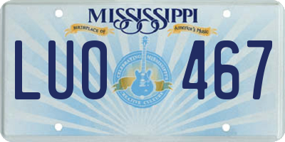 MS license plate LUO467