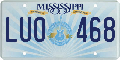 MS license plate LUO468