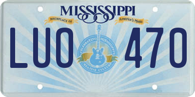 MS license plate LUO470
