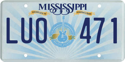 MS license plate LUO471