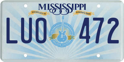 MS license plate LUO472
