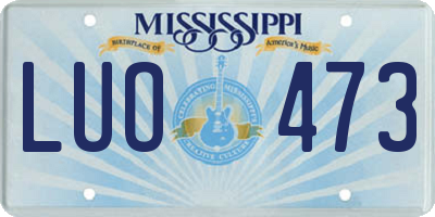 MS license plate LUO473
