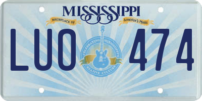 MS license plate LUO474
