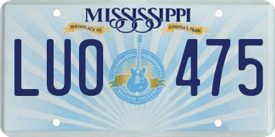 MS license plate LUO475