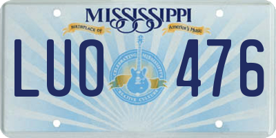 MS license plate LUO476