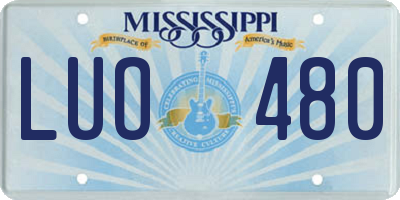 MS license plate LUO480