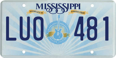 MS license plate LUO481