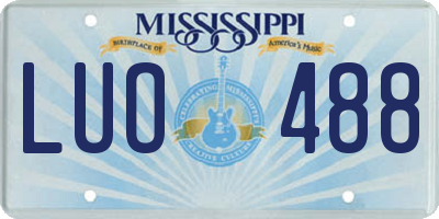 MS license plate LUO488