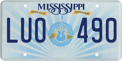 MS license plate LUO490