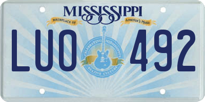 MS license plate LUO492