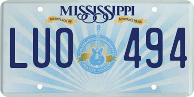 MS license plate LUO494