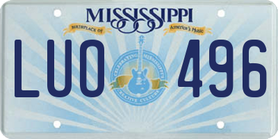 MS license plate LUO496