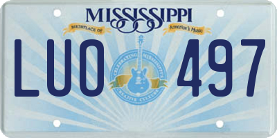 MS license plate LUO497
