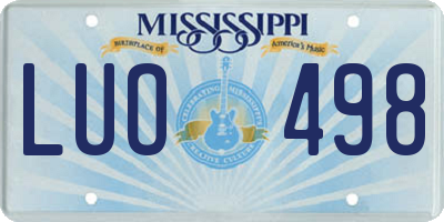MS license plate LUO498