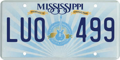 MS license plate LUO499