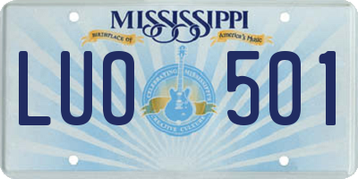 MS license plate LUO501